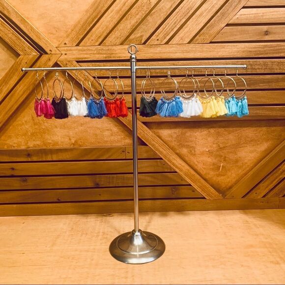 Hot pink tassel earrings - Picture 2 of 2